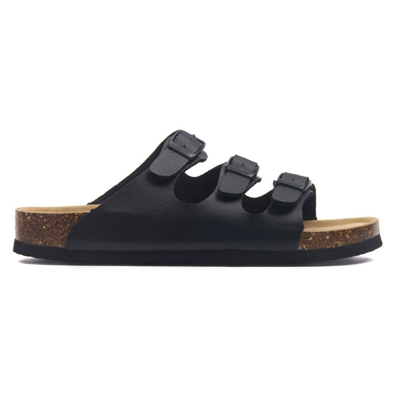 Three-strap Buckle Cork Sandals