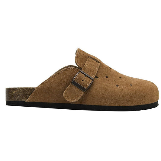 Genuine leather hole-patterned sandals