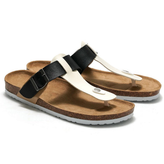Trendy Two-Tone Cork Sandals ¨C Black & White Contrast