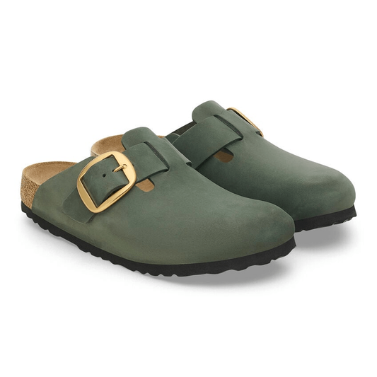 Closed-Toe cork slides Big Buckle | Nubuck | Thyme