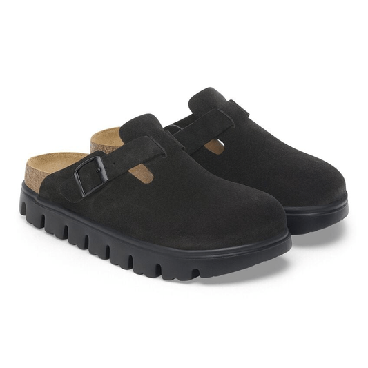 Closed-Toe cork slides Chunky | Suede | Black