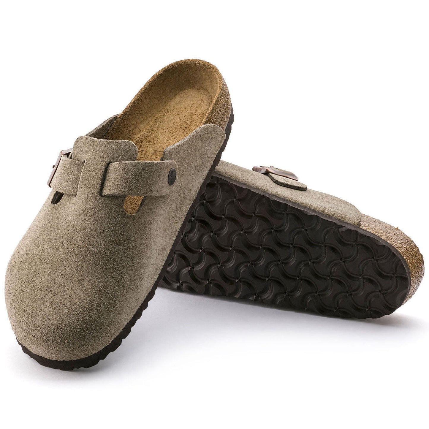 Closed-Toe cork slides | Soft Footbed | Suede | Taupe