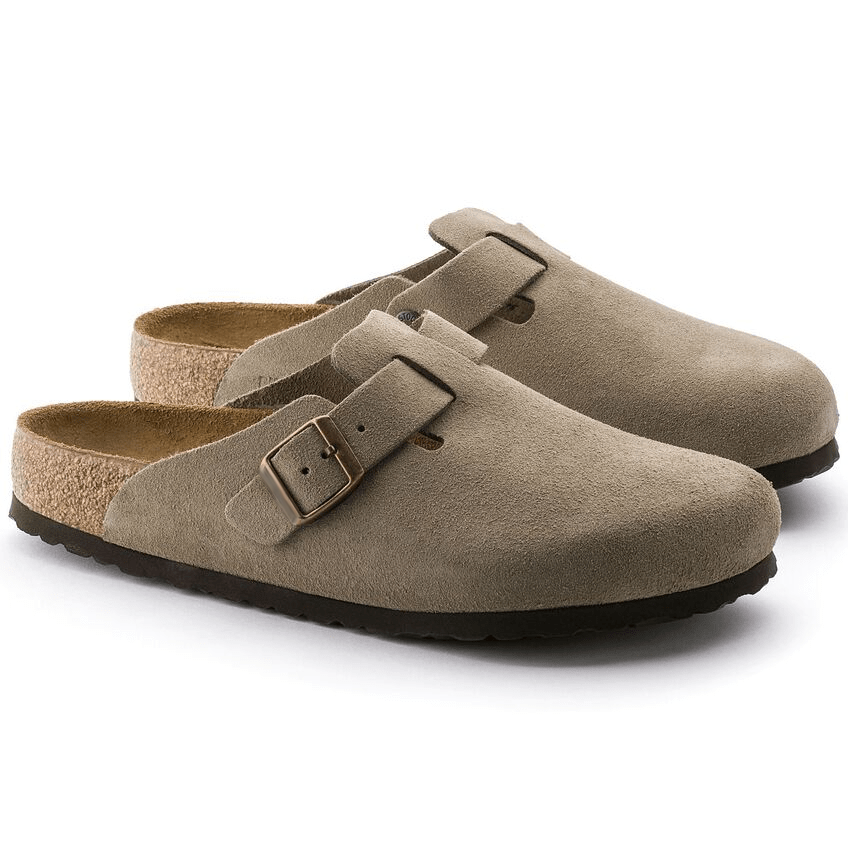 Closed-Toe cork slides | Soft Footbed | Suede | Taupe