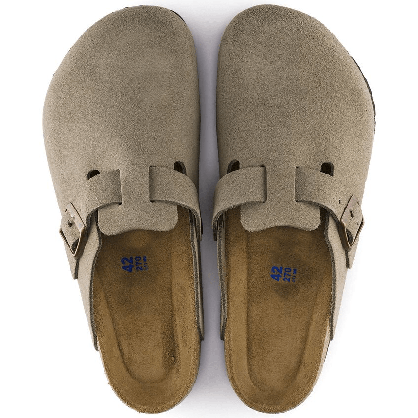 Closed-Toe cork slides | Soft Footbed | Suede | Taupe